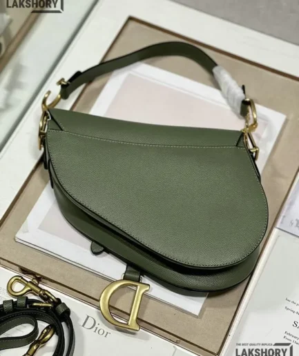 Dior 1:1 Mirror Replica Cedar Green Saddle Bag with Strap Christian Dior Replica Saddles