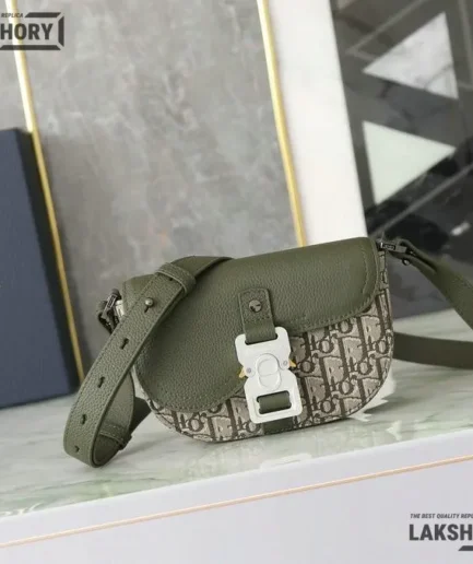 Dior 1:1 Mirror Replica Mini Green Saddle With Flap 19.5CM/7.7IN Christian Dior Replica Saddles