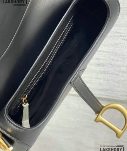Dior 1:1 Mirror Replica Calfskin Smooth Black Saddle Christian Dior Replica Saddles