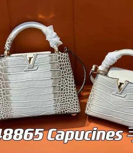 Louis Vuitton 1:1 Mirror Replica Crocodile Capucines BB Silver Himalaya Louis Vuitton Replica Capucines