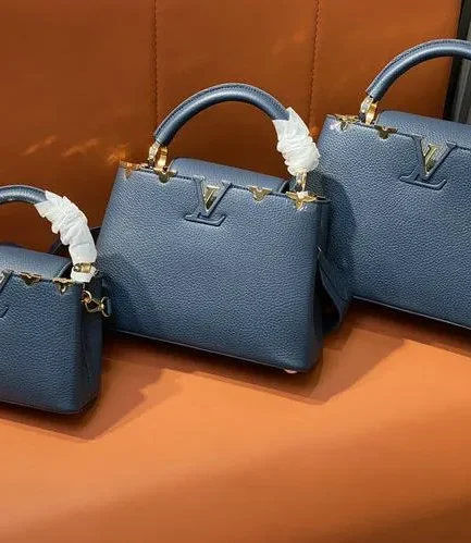 Louis Vuitton 1:1 Mirror Replica Capucines Taurillon Navy Handle Bag Louis Vuitton Replica Capucines