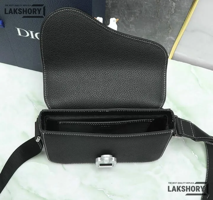 Dior 1:1 Mirror Replica Grained Black Medium Saddle 23CM/9.1IN Christian Dior Replica Saddles Dior 1:1 Mirror Replica Grained Black Medium Saddle 23CM/9.1IN Christian Dior Replica Saddles