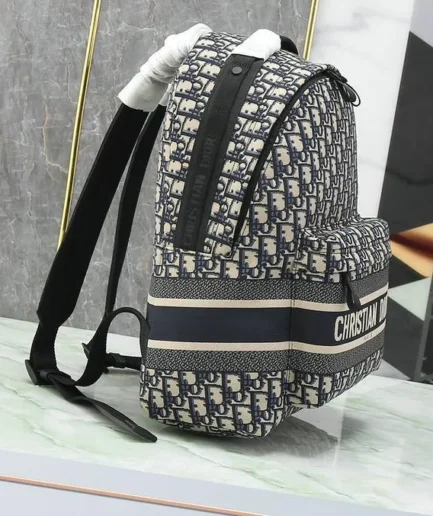 Dior 1:1 Mirror Replica DiorTravel Blue Canvas Backpack 41CM/16.1IN Christian Dior Replica Backpacks