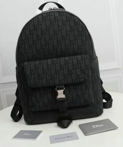 Dior 1:1 Mirror Replica Dior 8 Black Backpack Oblique 42CM/16.5IN Christian Dior Replica Backpacks