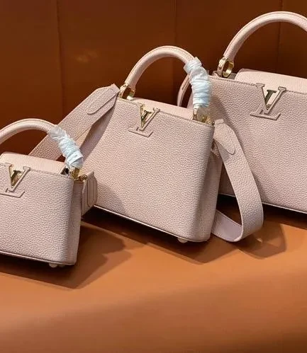 Louis Vuitton 1:1 Mirror Replica Pink Capucines Metallic Taurillon Pearly Louis Vuitton Replica Capucines
