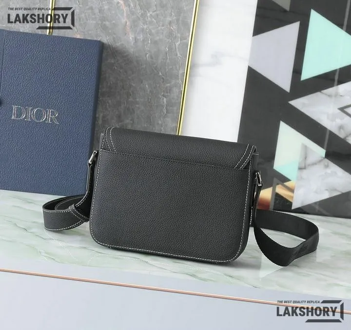 Dior 1:1 Mirror Replica Grained Black Medium Saddle 23CM/9.1IN Christian Dior Replica Saddles Dior 1:1 Mirror Replica Grained Black Medium Saddle 23CM/9.1IN Christian Dior Replica Saddles