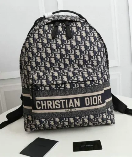 Dior 1:1 Mirror Replica DiorTravel Blue Oblique Backpack 35CM/13.8IN Christian Dior Replica Backpacks