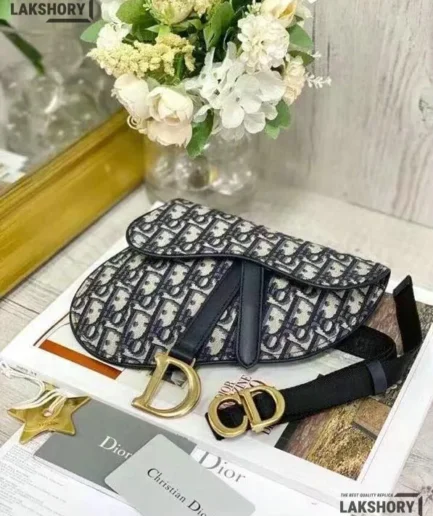 Dior 1:1 Mirror Replica Roller Navy Saddle Belt Bag 20CM/7.8IN Christian Dior Replica Saddles