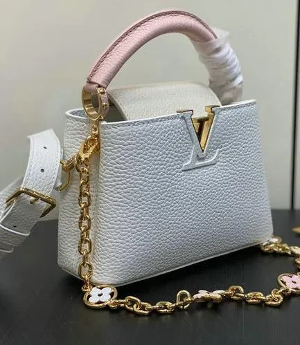 Louis Vuitton 1:1 Mirror Replica MM Capucines Pink White Bag Louis Vuitton Replica Capucines