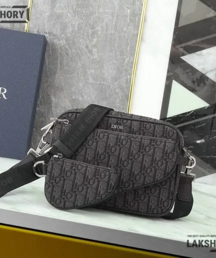 Dior 1:1 Mirror Replica Embroidered Saddle Triple Pouch 23CM/9.1IN Christian Dior Replica Saddles