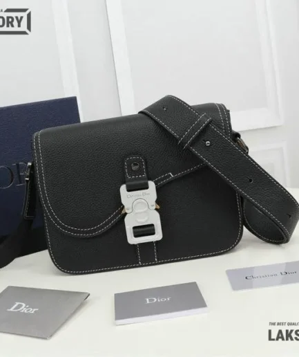 Dior 1:1 Mirror Replica Black Medium Messenger Saddle 23CM/9.1IN Christian Dior Replica Saddles