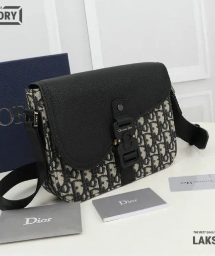 Dior 1:1 Mirror Replica Mini Beige/Black Saddle Bag w/ Strap 23CM/9.1IN Christian Dior Replica Saddles