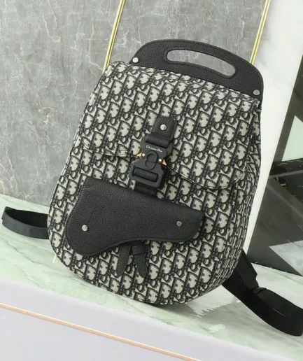 Dior 1:1 Mirror Replica Gallop Backpack Navy Oblique Jacquard 40CM/15.7IN Christian Dior Replica Backpacks