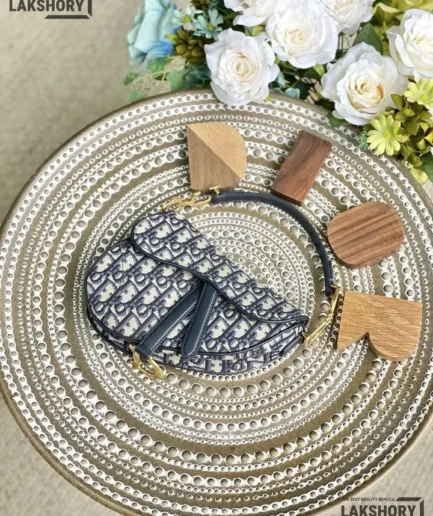 Dior 1:1 Mirror Replica Mini Navy Canvas Saddle Bag 19.5CM/7.7IN Christian Dior Replica Saddles