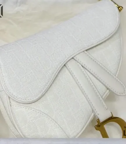 Dior 1:1 Mirror Replica 2020 Mini Saddle Satchel White 21CM/8.2IN Christian Dior Replica Saddles