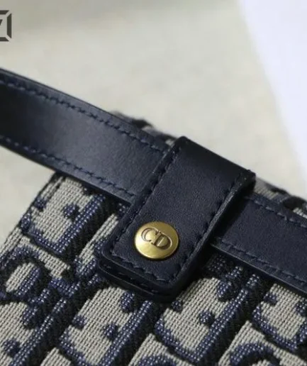 Dior 1:1 Mirror Replica Blue Oblique Leather Belt Saddle 18.5CM/7.3IN Christian Dior Replica Saddles