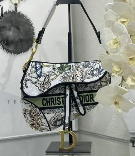 Dior 1:1 Mirror Replica Toile Mexico Embroidery Saddle 25.5CM/10IN Christian Dior Replica Saddles