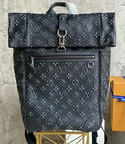 Louis Vuitton 1:1 Mirror Replica Roll Top Black Backpack Louis Vuitton Replica Christopher