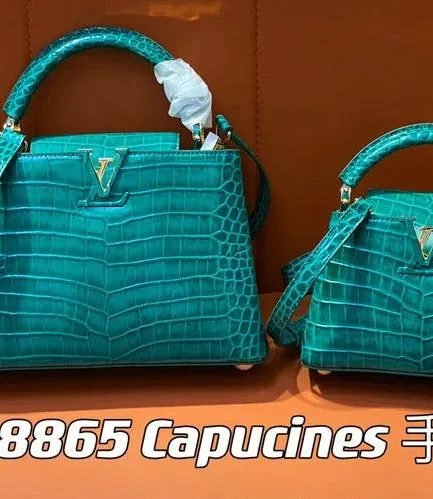 Louis Vuitton 1:1 Mirror Replica Green Capucines BB Crocodilien Brillant Louis Vuitton Replica Capucines