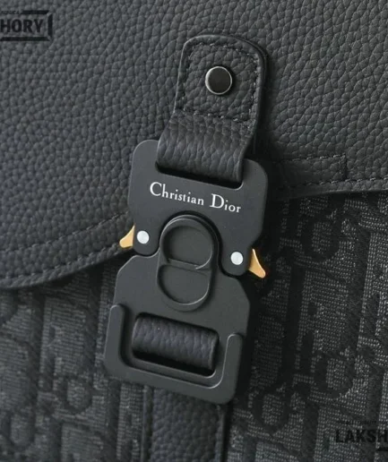 Dior 1:1 Mirror Replica Grained Black Saddle Pouch 23CM/9.1IN Christian Dior Replica Saddles