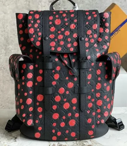 Louis Vuitton 1:1 Mirror Replica x Yayoi Kusama Christopher Black/Red Louis Vuitton Replica Christopher