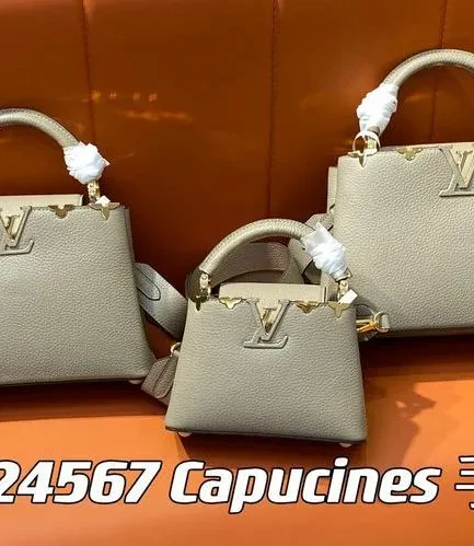 Louis Vuitton 1:1 Mirror Replica Capucines Mini Galet Gray Louis Vuitton Replica Capucines