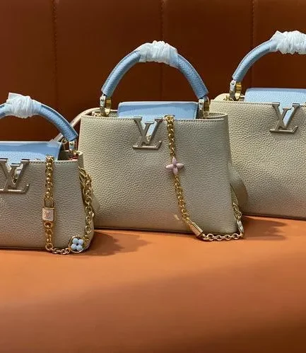 Louis Vuitton 1:1 Mirror Replica Capucines BB Quartz Pink & Sky Blue Louis Vuitton Replica Capucines