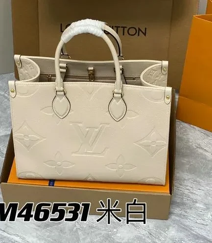 Louis Vuitton 1:1 Mirror Replica OnTheGo MM Beige Tote Bag Louis Vuitton Replica Onthego