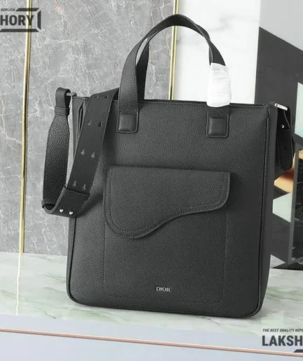 Dior 1:1 Mirror Replica Galaxy Black Saddle Tote Bag 33CM/13IN Christian Dior Replica Saddles