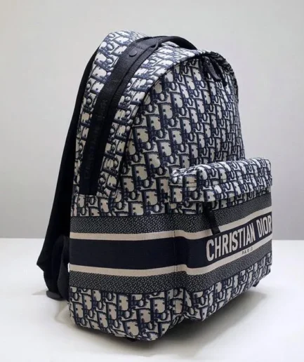 Dior 1:1 Mirror Replica Blue Oblique DiorTravel Backpack 35CM/13.8IN Christian Dior Replica Backpacks