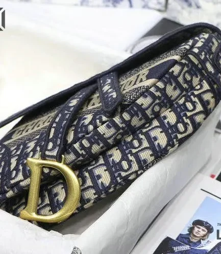 Dior 1:1 Mirror Replica Medium Oblique Embroidered Saddle 25CM/9.8IN Christian Dior Replica Saddles