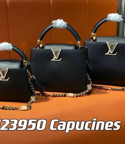 Louis Vuitton 1:1 Mirror Replica Black BB Capucines Handle Bag Louis Vuitton Replica Capucines