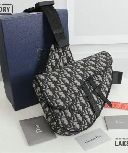 Dior 1:1 Mirror Replica Oblique Canvas Saddle Crossbody 28CM/11IN Christian Dior Replica Saddles