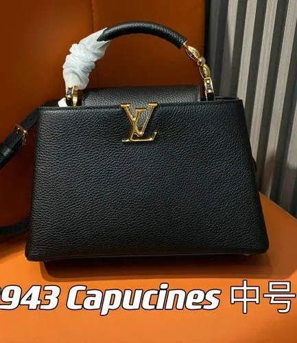 Louis Vuitton 1:1 Mirror Replica Capucines Black Top Handle Bag Louis Vuitton Replica Capucines