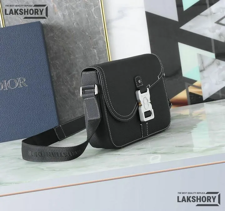 Dior 1:1 Mirror Replica Grained Black Medium Saddle 23CM/9.1IN Christian Dior Replica Saddles Dior 1:1 Mirror Replica Grained Black Medium Saddle 23CM/9.1IN Christian Dior Replica Saddles