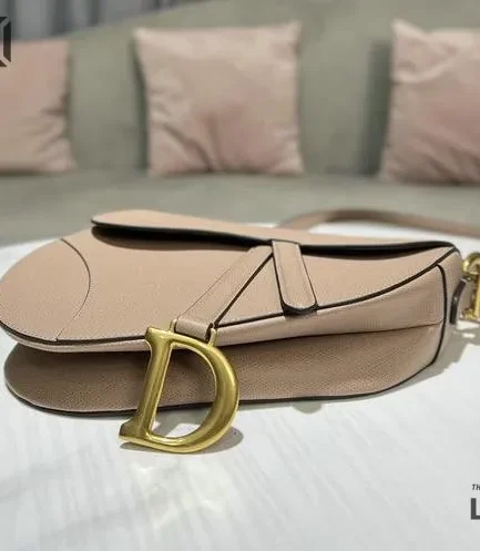 Dior 1:1 Mirror Replica Taupe Grained Calfskin Saddle 25.5CM/10IN Christian Dior Replica Saddles