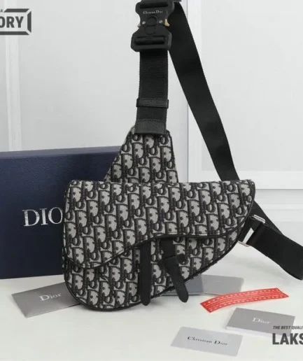 Dior 1:1 Mirror Replica Oblique Embroidered Mens Saddle 28.5CM/11.2IN Christian Dior Replica Saddles