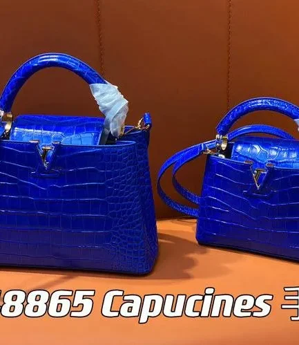 Louis Vuitton 1:1 Mirror Replica Alligator Capucines BB Bleu Santorin Louis Vuitton Replica Capucines