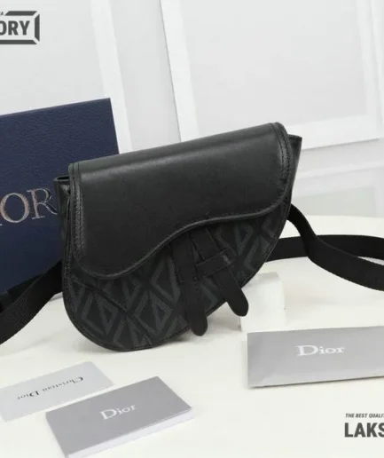 Dior 1:1 Mirror Replica CD Diamond Canvas Saddle 20CM/7.9IN Christian Dior Replica Saddles
