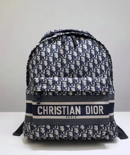 Dior 1:1 Mirror Replica Blue Oblique DiorTravel Backpack 35CM/13.8IN Christian Dior Replica Backpacks