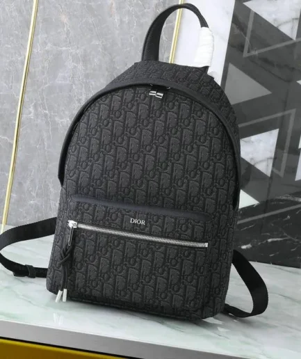Dior 1:1 Mirror Replica Rider Embroidered Canvas Backpack 37CM/14.6IN Christian Dior Replica Backpacks