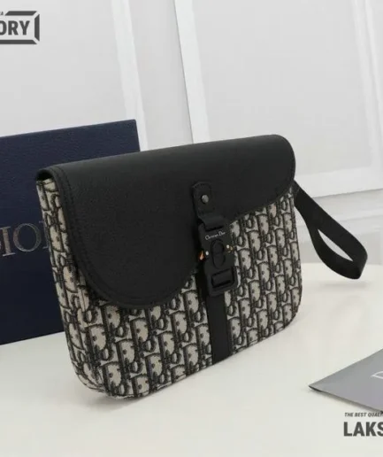 Dior 1:1 Mirror Replica Saddle A5 Pouch Beige/Black 29CM/11.4IN Christian Dior Replica Saddles