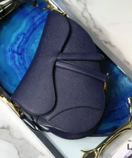 Dior 1:1 Mirror Replica Blue Mini Satin Embellished Saddle 25.5CM/10IN Christian Dior Replica Saddles