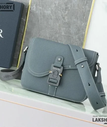 Dior 1:1 Mirror Replica Grained Black Medium Saddle 23CM/9.1IN Christian Dior Replica Saddles