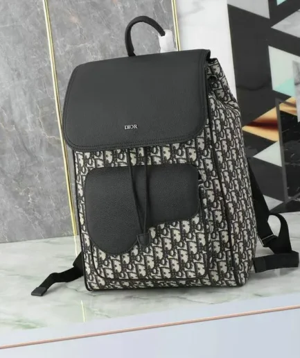 Dior 1:1 Mirror Replica Saddle Backpack with Flap Navy 41.5CM/16.3IN Christian Dior Replica Backpacks