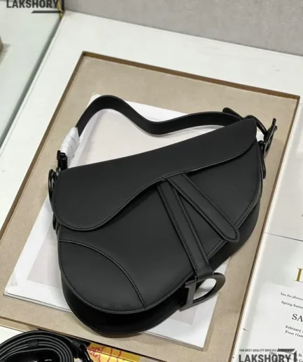 Dior 1:1 Mirror Replica Calfskin Black Ultra Matte Saddle Satchel Christian Dior Replica Saddles