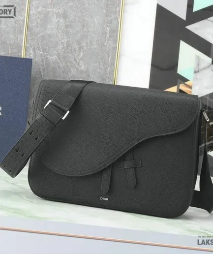Dior 1:1 Mirror Replica Black Messenger Saddle Bag 36.5CM/14.4IN Christian Dior Replica Saddles