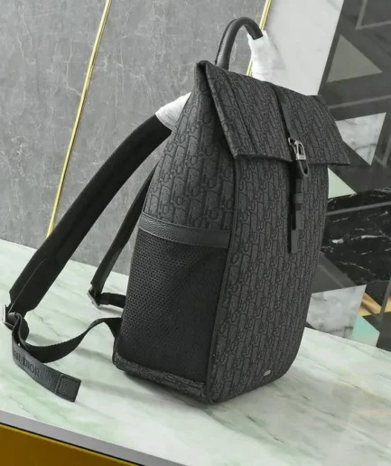 Dior 1:1 Mirror Replica Dior 8 Roll Top Black Backpack 42CM/16.5IN Christian Dior Replica Backpacks