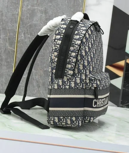 Dior 1:1 Mirror Replica Oblique Diortravel Backpack Blue 32CM/12.6IN Christian Dior Replica Backpacks