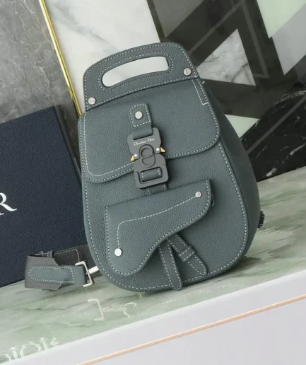 Dior 1:1 Mirror Replica Mini Gallop Grey Sling Bag 27.5CM/10.8IN Christian Dior Replica Backpacks